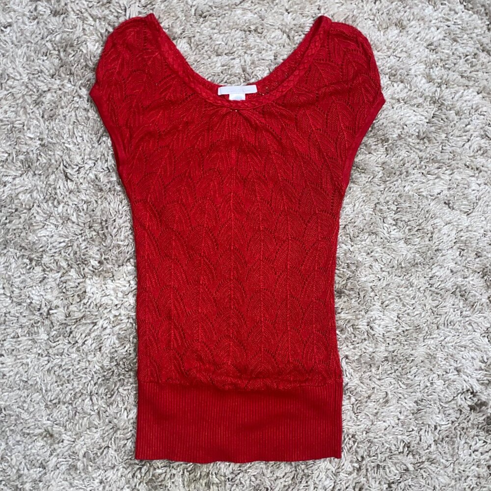 Charlotte‎ Russe Vintage Crochet Sweater Women S Red Valentines Day Boho Retro